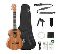 TOM 26″ Tenor Electric Ukulele - with UK-500T Pro EQ & Tuner, Solid Mahogany for Richer Volume & Depth. Ideal for Fingerstyle & Live Performance. Complete Pro Kit