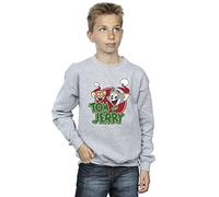 Tom And Jerry Boys Christmas Hat Logo Sweatshirt Sport Grey 9-11 Years