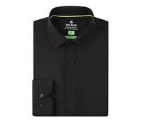 Tom Baine Men's Performance Stretch Long Sleeve Basic Button Down, Black, Large