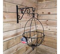 Tom Chambers Black Metal Spanish Garden Flower Wall Hanging Basket Large 35cm 14 inch - Without Bracket