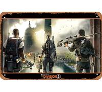 Tom Clancy The Division 2 Landscape Retro Poster 12 x 8 Inches Vintage Metal Tin Sign for Home, Bathroom, Living Room Bedroom