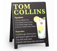 Tom Collins Recipe Rustic Bar Decor for Home Cafe Farmhouse Cocktail Sign for Kitchen Bar Cart Accessories Mixology Christmas Gift for Bartender Men Women New Couple - 5.59 x 4.33 inch Acrylic Sign