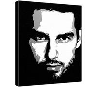 Tom Cruise (100% Original Painting. Not A Print!) Acrylic Paint On Deep Framed Canvas (60 x 50 x 1.8 cm) 3-Colour Black/Grey/White