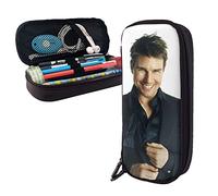 Tom Cruise Leather Pencil case with Compartments Large Storage Pouch Stationery Bag for Office College