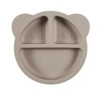Tom ET Zoe, PU0027, Non-Slip Silicone Plate for Children, Playful Bear Design, 3 Practical Compartments, Easy to Clean, BPA-Free, Ideal for Meals, Grey 20 cm, Assorted Colours