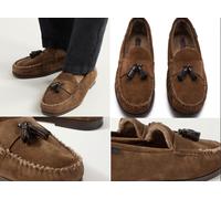 Tom Ford Berwick Shearling Tasselled Suede Loafers Shoes Moccasin 45