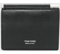 TOM FORD Bifold Leather Card Holder with Money Clip and Laminated Logo - Size: OS - male