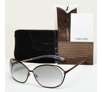 Tom Ford Carla Sunglasses Shiny Bronze Brown Grey Butterfly FT0157 TF157 48F