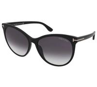 Tom Ford Round Womens Shiny Black Smoke Grey Gradient Sunglasses - One Size