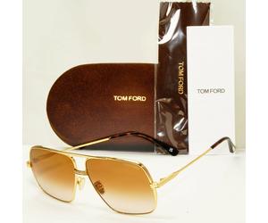 Tom Ford Gold Brown Pilot Arista Square Mens Sunglasses Frankie TF 735-H 30F