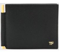 TOM FORD Leather Bifold Wallet with Monogram and Money Clip - Size: OS - male
