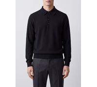 TOM FORD Long-Sleeved Wool Knit Polo Shirt with Ribbed Trims - Size: 50 - male