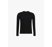 Tom Ford Mens Black Henley Ribbed Stretch-woven Top 40