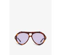 Tom Ford Mens Brown Ft0882 Pilot-frame Acetate Sunglasses