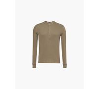 Tom Ford Mens Fern Green Henley Ribbed Stretch-woven Top 36