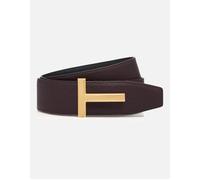 Tom Ford Men's Leather Reversible T Belt 40cm Oxblood - Red/Purple