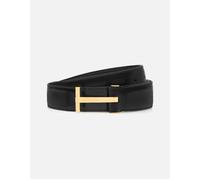 Tom Ford Men's Shiny Calf Reversible T Belt 30cm - Black