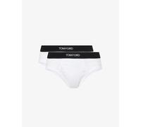 Tom Ford Mens Tom Ford Branded Pack Of Two Stretch-Cotton Briefs White 2XL