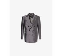 Tom Ford Mens Tom Ford Double-Breasted Regular-Fit Silk Blazer Elephant Grey 42