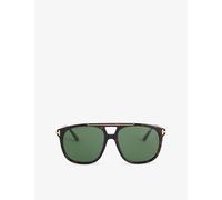 Tom Ford Mens Tom Ford Ft13065852N Aviator Acetate Sunglasses Dark Havana / Green 1Size
