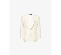 Tom Ford Mens Tom Ford Textured Shawl-Lapels Woven Blazer Cream White 38