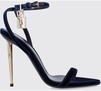 TOM FORD Padlock Velvet Sandals with Stiletto Heel and Lock - Size: 38 - female