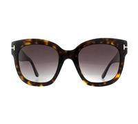 Tom Ford Square Womens Dark Havana Bordeaux Gradient Sunglasses - Brown - One Size
