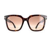 Tom Ford Square Womens Shiny Dark Havana Brown Gradient Selby FT0952 - One Size