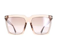 Tom Ford Square Womens Shiny Transparent Beige Brown Mirror Sabrina 02 FT0764 - One Size
