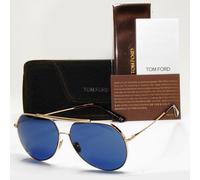 Tom Ford Sunglasses Clyde Gold Blue Pilot Metal Large FT0926 TF 926 28V 61mm