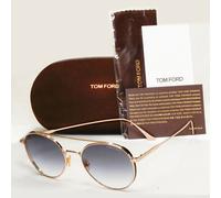 NEW TOM FORD DECLAN TF826 28B 54-20-145 Gold Round Full Rim Unisex Sunglasses