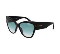 Tom Ford Sunglasses FT0371 01B Black Butterfly Gradient Green Women 57mm