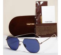 Tom Ford Sunglasses Gilles-02 Silver Dark Blue Metal Pilot TF 852 14V 59mm