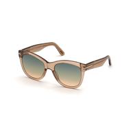 TOM FORD Woman FT0870 WALLACE 45P Sunglasses Acetate Brown Green Cat Eye Normal Shaded