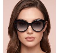 Tom Ford Sunglasses Shiny Black Cat-Eye FT1084 01B Smoke Gradient 52mm