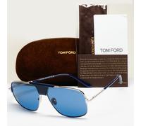 Tom Ford Sunglasses Tex Navigator Silver Blue Square TF 1096 FT1096 16V 62mm
