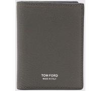 TOM FORD T-Line Grained Calf Leather Bifold Card Holder with Laminated Logo - Size: OS - male