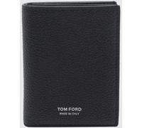 TOM FORD T-Line Grained Calf Leather Bifold Card Holder with Laminated Logo - Size: OS - male