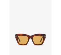 Tom Ford Tom Ford Ft1191 Luna Rectangle-Frame Acetate Sunglasses Brown