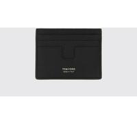 TOM FORD Tumbled Calfskin Leather Flat Card Holder with Foil Logo - Size: OS - male