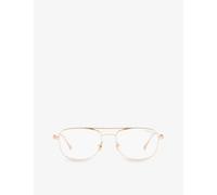 Tom Ford Womens Gold Ft5848 Private Collection Aviator-frame Metal Optical Glasses 14.5cm