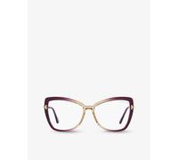 Tom Ford Womens Gold Tr001665 Butterfly-frame Acetate Optical Glasses