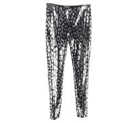 Tom Ford Women's Preloved Leopard Print Sequined Leggings in Silver Polyamide | Size: 40