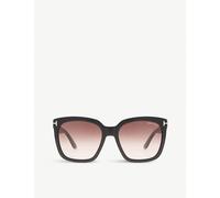 TOM FORD Woman FT0502 AMARRA 01T Sunglasses Acetate Black Bordeaux Geometric Normal Shaded