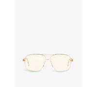 Tom Ford Womens Tom Ford Ft5737 Aviator-Frame Acetate Sunglasses Brown