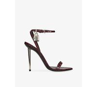 Tom Ford Womens Tom Ford Padlock 105 Leather Heeled Sandals Red/Dark Eur 36 / 3 UK Women