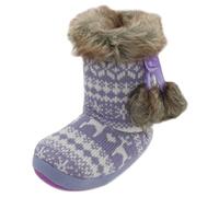 Tom Franks Girls Lilac Knitted Peruvian Fairisle Bootie Slippers 11-12