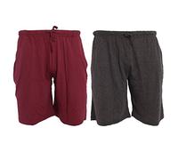 Tom Franks Jersey Lounge Shorts (2 Pack) (Medium) (Wine/Dark Grey Marl)