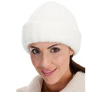 Tom Franks Ladies Chunky Knit Slouch Beanie Hat Ivory