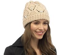 Tom Franks Ladies Embellished Cable Beanie Hat Beige